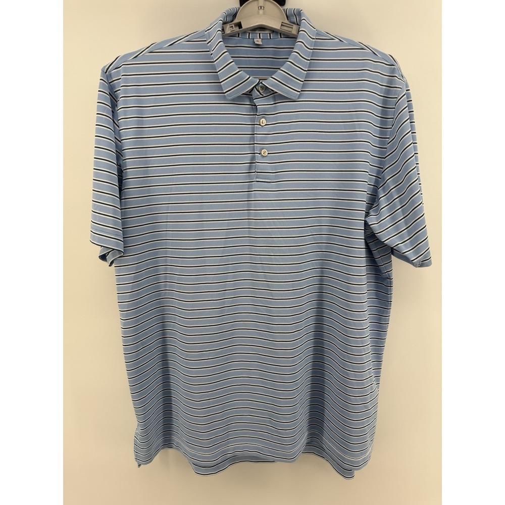 Peter Millar Summer Comfort Short Sleeve Polo‎ Shirt Men's XL Blue Striped